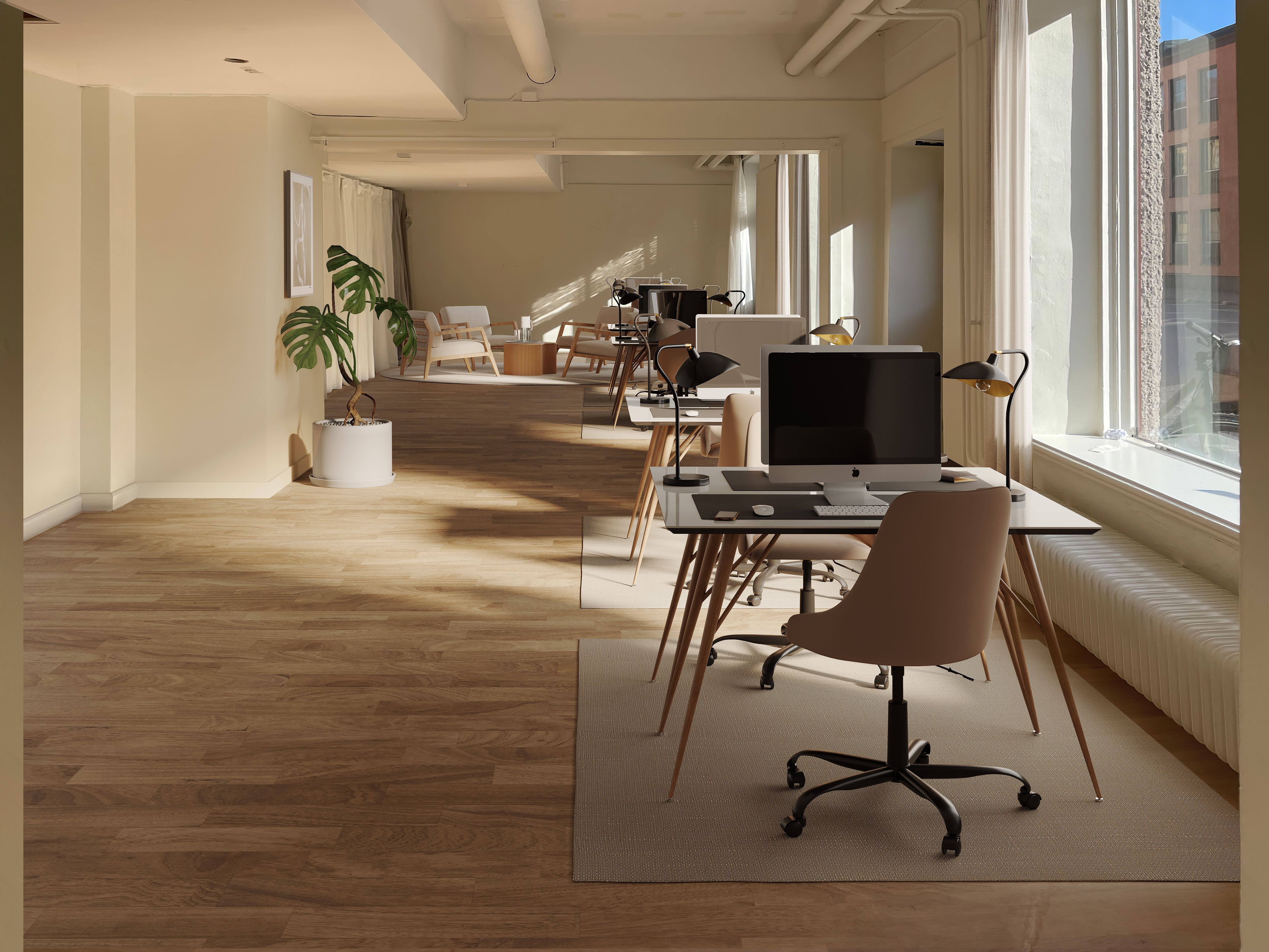 Visionsbild med öppet kontorslandskap