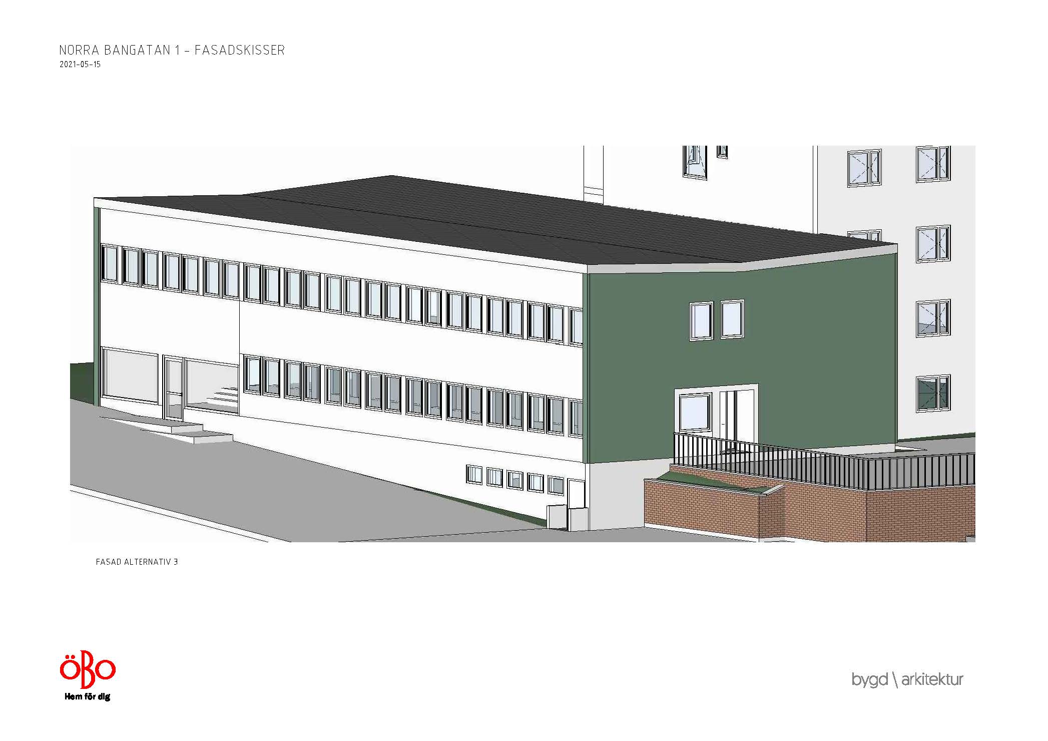 Fasadskiss över Norra bangatan 1